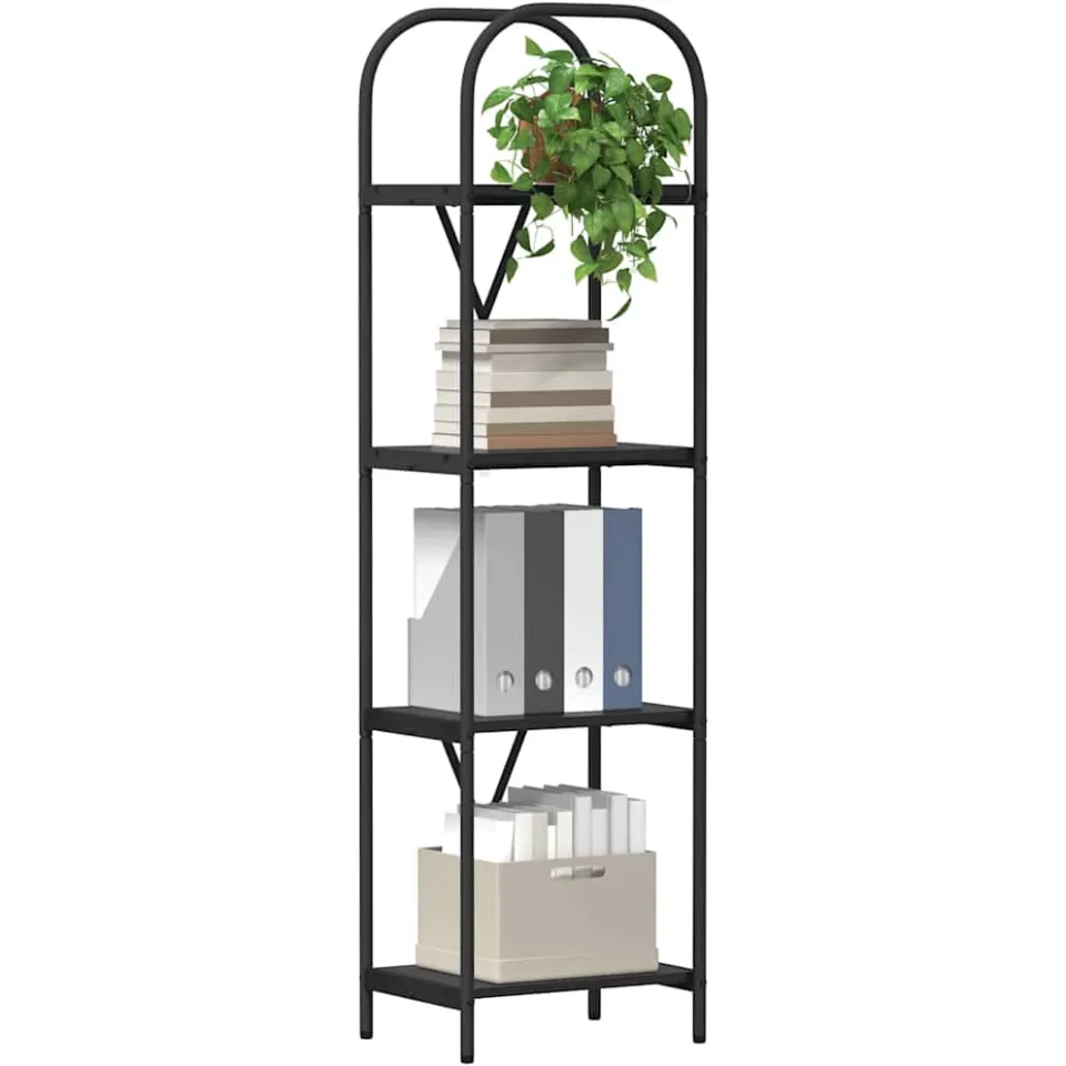 vidaXL Boekenkast 4-laags 40 x 30 x 146 cm Bewerkt hout Zwart Eiken, foto 3