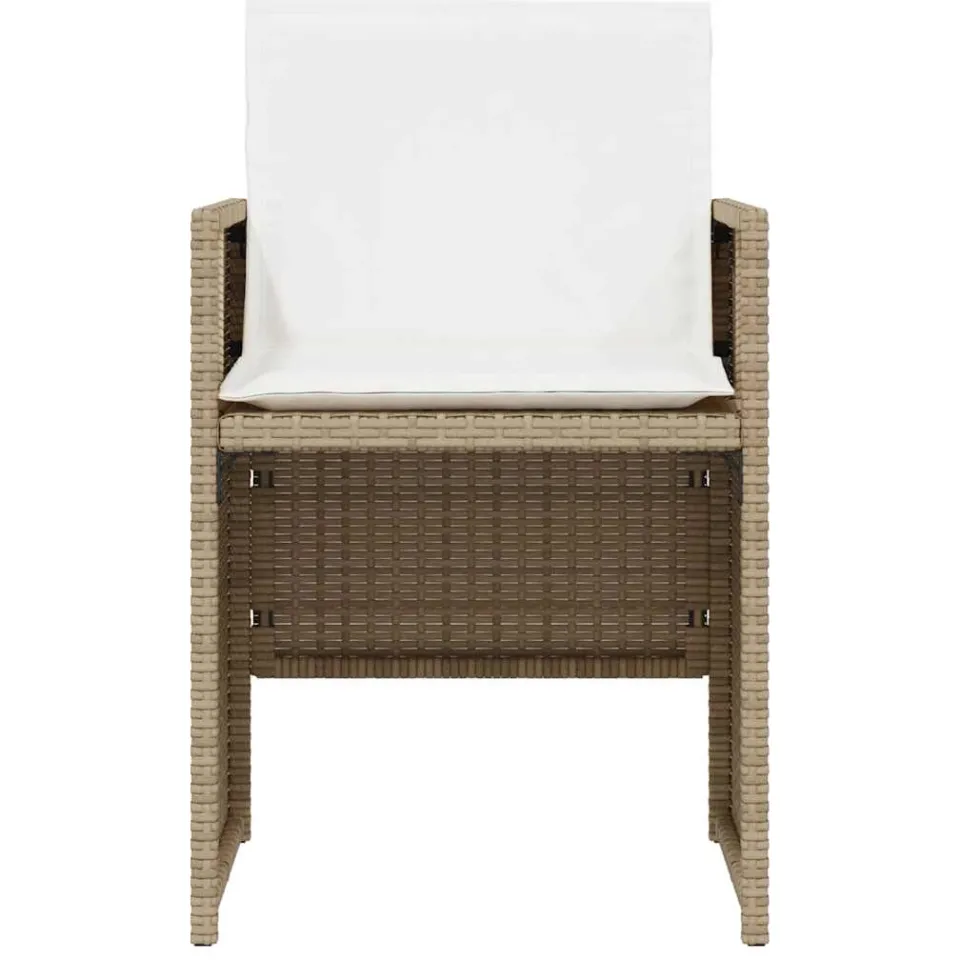 vidaXL 3-delige Bistroset met kussens poly rattan beige, foto 4