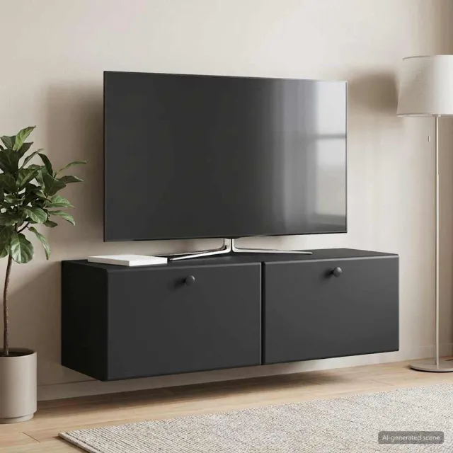 vidaXL Wandbeugel TV-kast 98 x 31 x 30 cm Zwart Bewerkt hout, foto 2