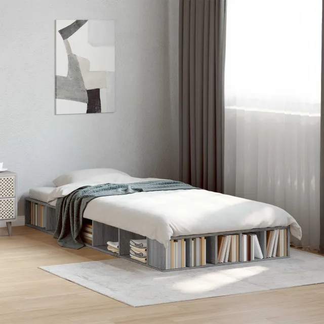 vidaXL Bedframe met opslag Grijs Sonoma 80 x 200 cm Bewerkt hout