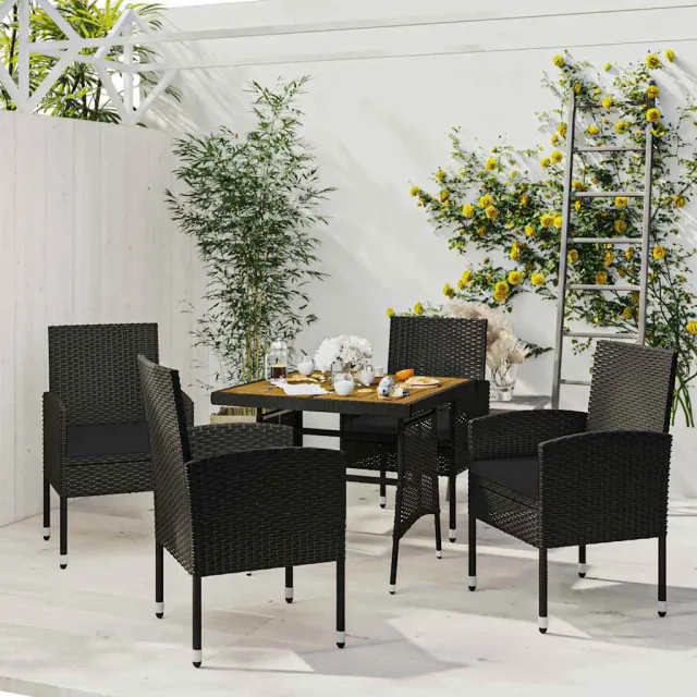vidaXL 5-delige Tuinset poly rattan zwart, foto 2