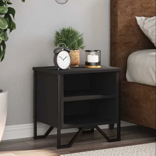 vidaXL Nachtkastjes 2 st 40x30x40 cm bewerkt hout zwart, foto 2