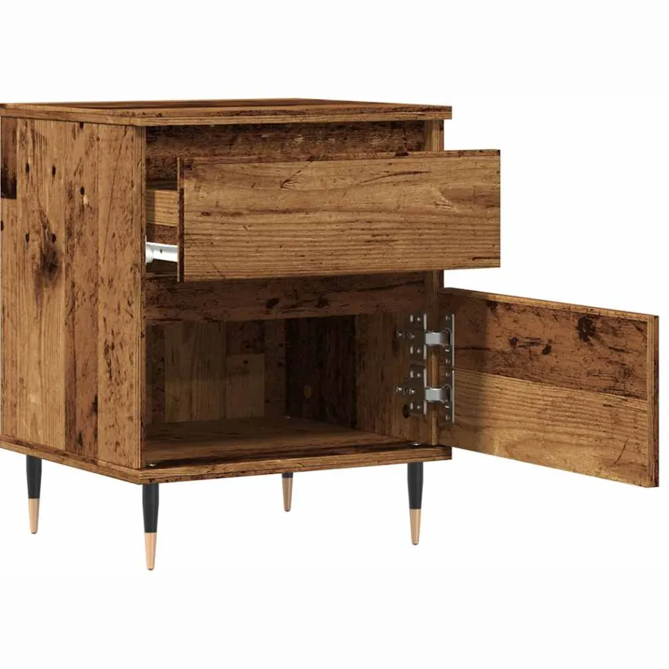 vidaXL Nachtkastjes 2 st 40x35x50 cm bewerkt hout oud houtkleurig bruin, foto 4