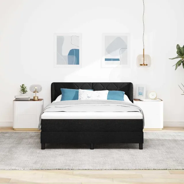 vidaXL Boxspringbed met hoofdeinde Zwart 160 x 200 cm Stof