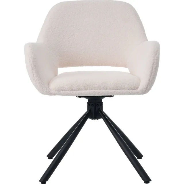 Merax Draaiende Eetkamerstoelen Set van 2 - Moderne Sherpa Stoffen Stoelen met Armleuningen - Wit