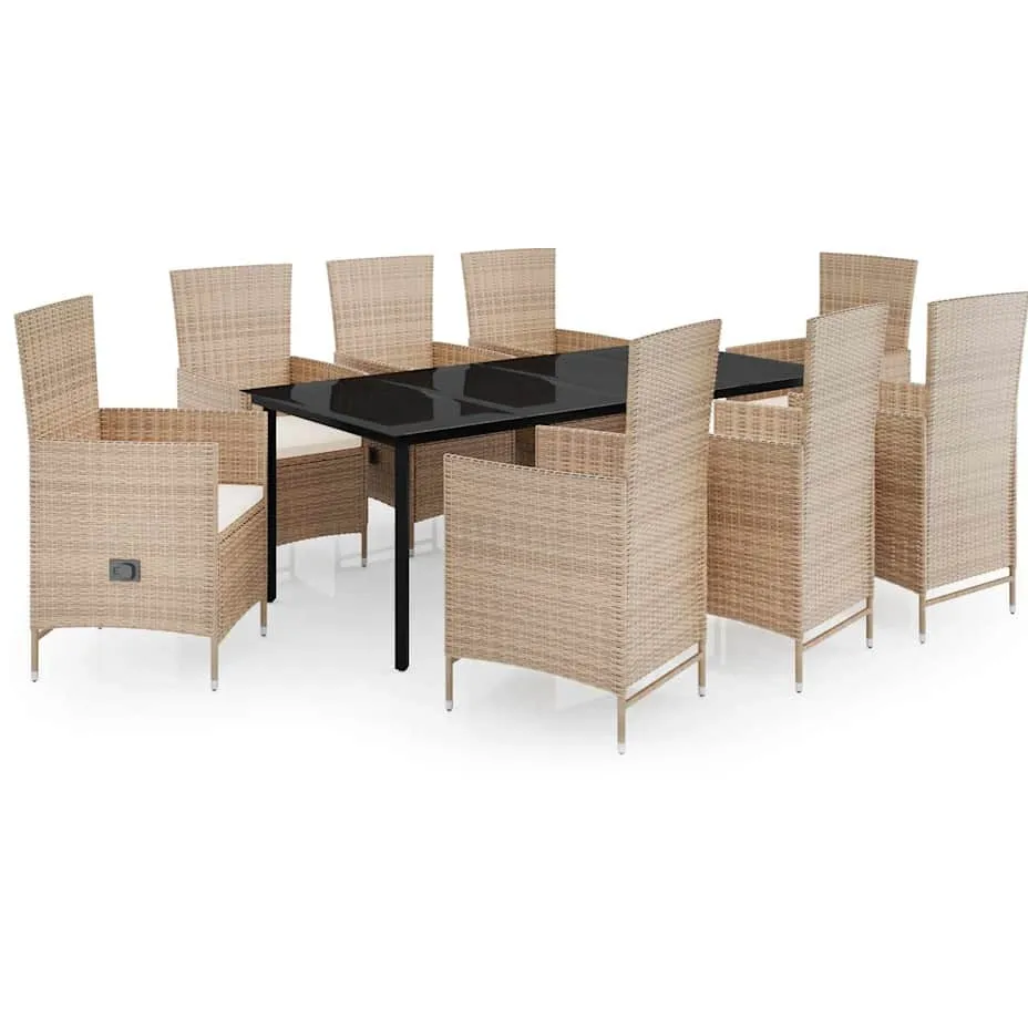 vidaXL 9-delige Tuinset met kussens beige, foto 3