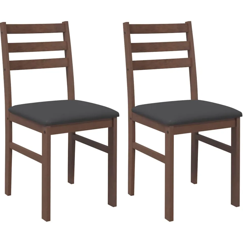 vidaXL Eetkamerstoelen met kussens 2 st massief hout rubber bruin