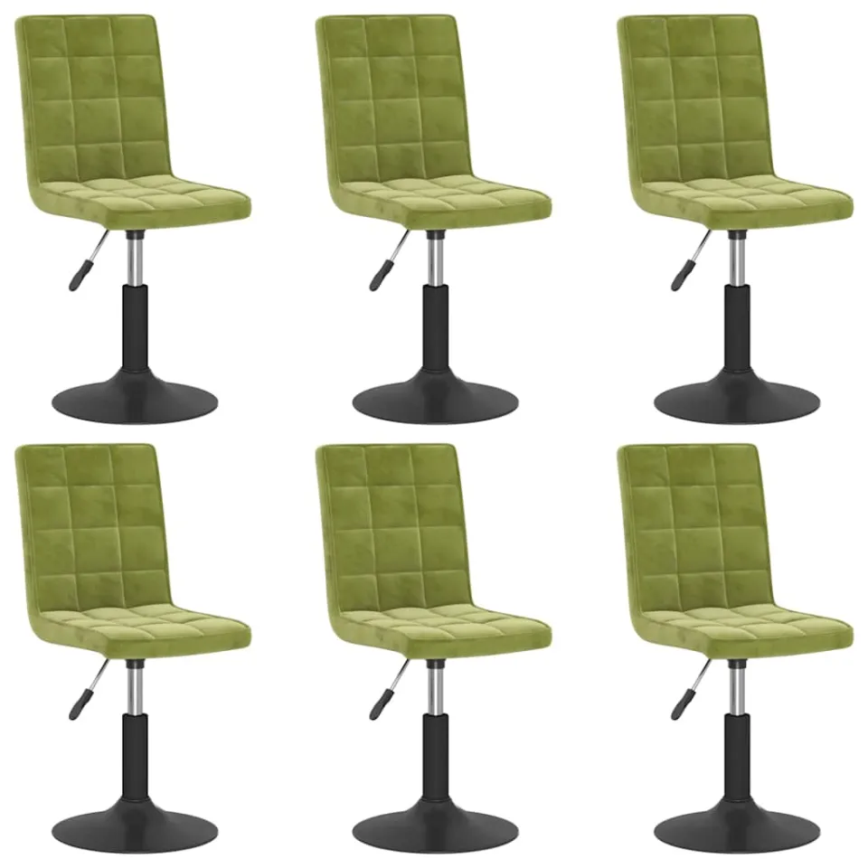 vidaXL Eetkamerstoelen draaibaar 6 st fluweel lichtgroen groen, foto 3