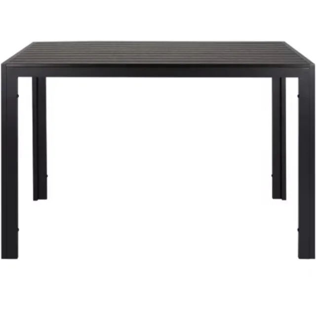 Bolt Edge Tuintafel - Buitentafel - Eettafel buiten - Outdoor - Voor Tuin & Terras - Rechthoekige Aluminium Tafel met Metalen Lattenbodem -110x70x73 cm - Zwart
