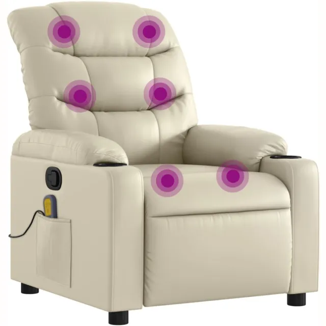vidaXL Massagestoel - van - kunstleer - in - crèmekleur