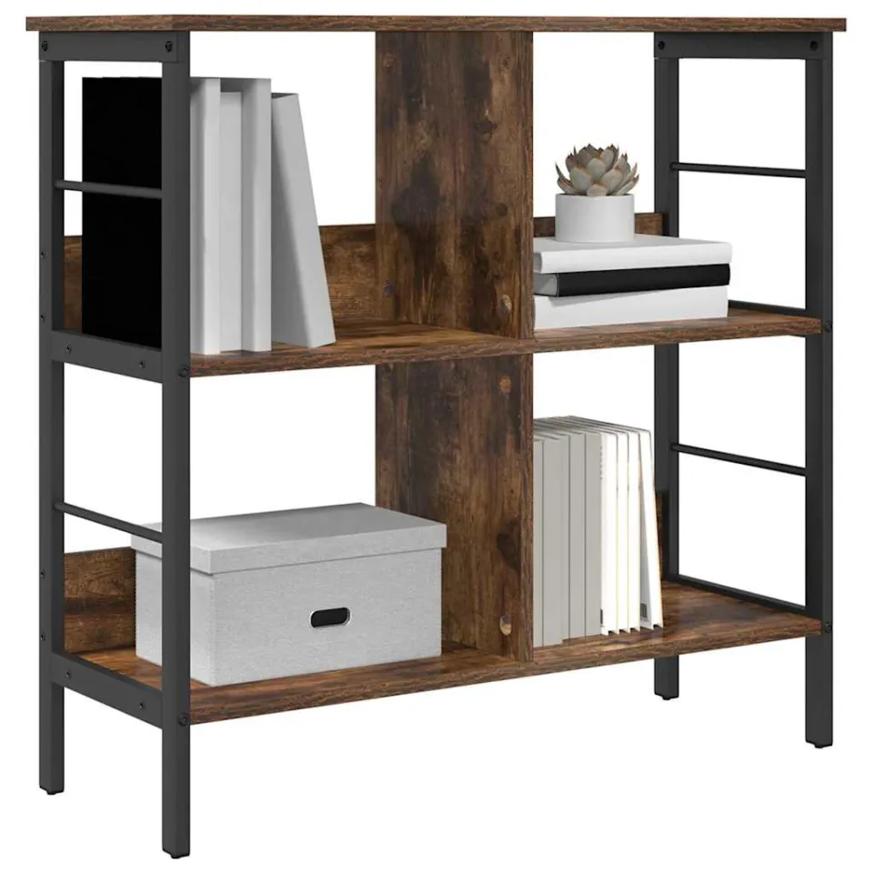 vidaXL Boekenkast 4-laags 82 x 32 x 79 cm Bewerkt hout Gerookt eiken Bruin