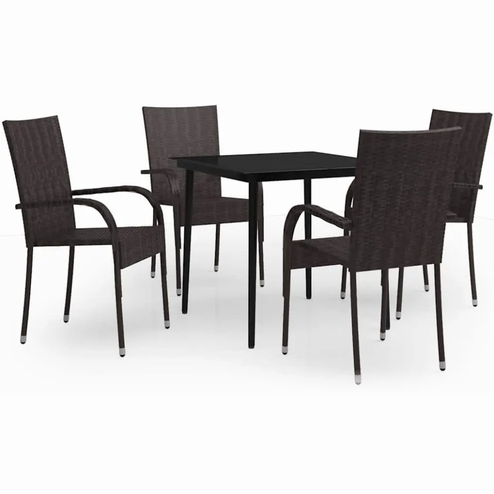 vidaXL 5-delige Tuinset bruin en zwart