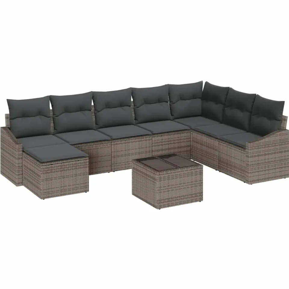 vidaXL Tuin Sofa Set 8 st Lichtgrijs poly rattan