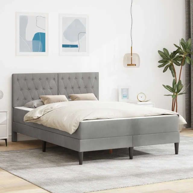 vidaXL Bedframe met matras Lichtgrijs 120 x 200 cm fluweel