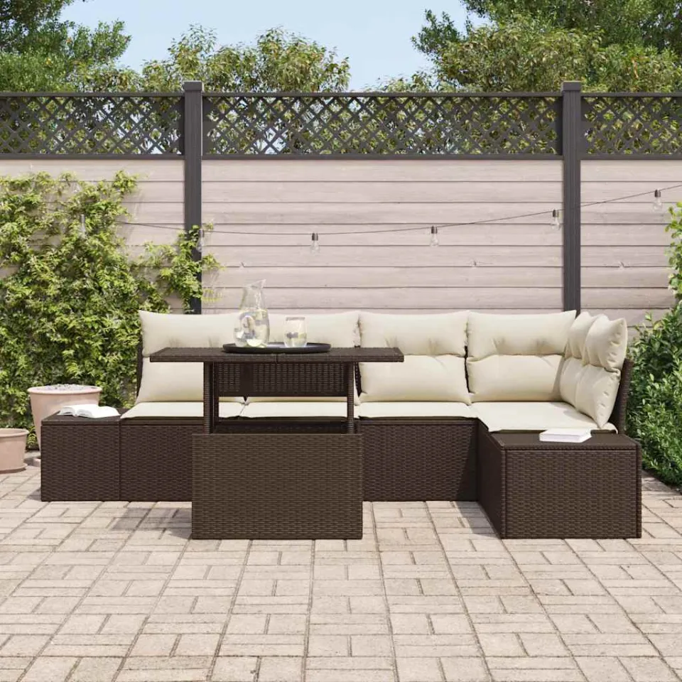 vidaXL Tuin Sofa Set 6 st Bruin poly rattan, foto 3