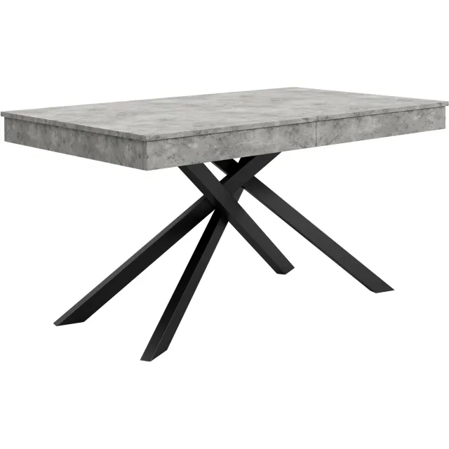 SONNENH Uitschuifbare eettafel - 140 tot 180 cm - MDF en metalen kruispoten - Grijs