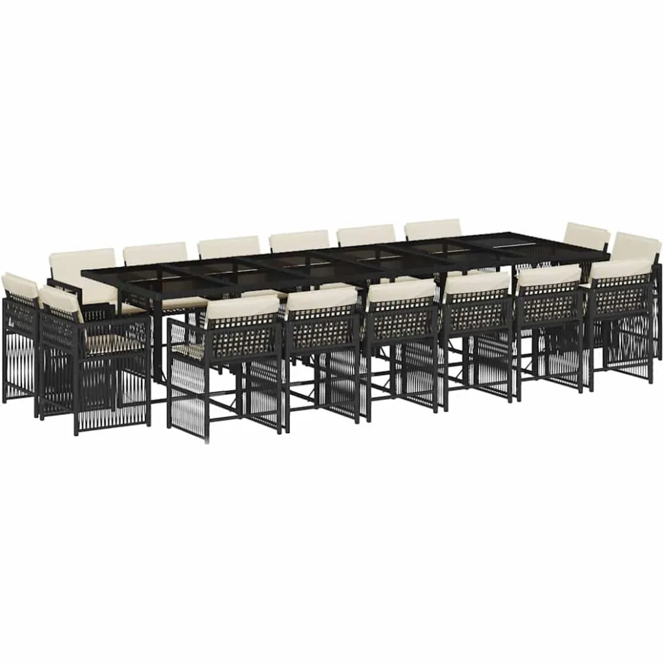 vidaXL 17-delige Tuinset met kussens poly rattan zwart, foto 3