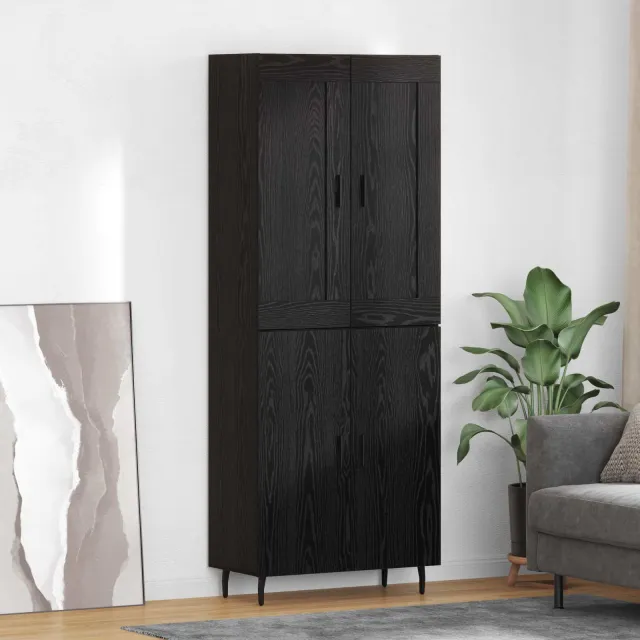 vidaXL Hoge kast 2 st Zwart Eiken 69,5 x 34 x 180 cm Bewerkt hout, foto 2