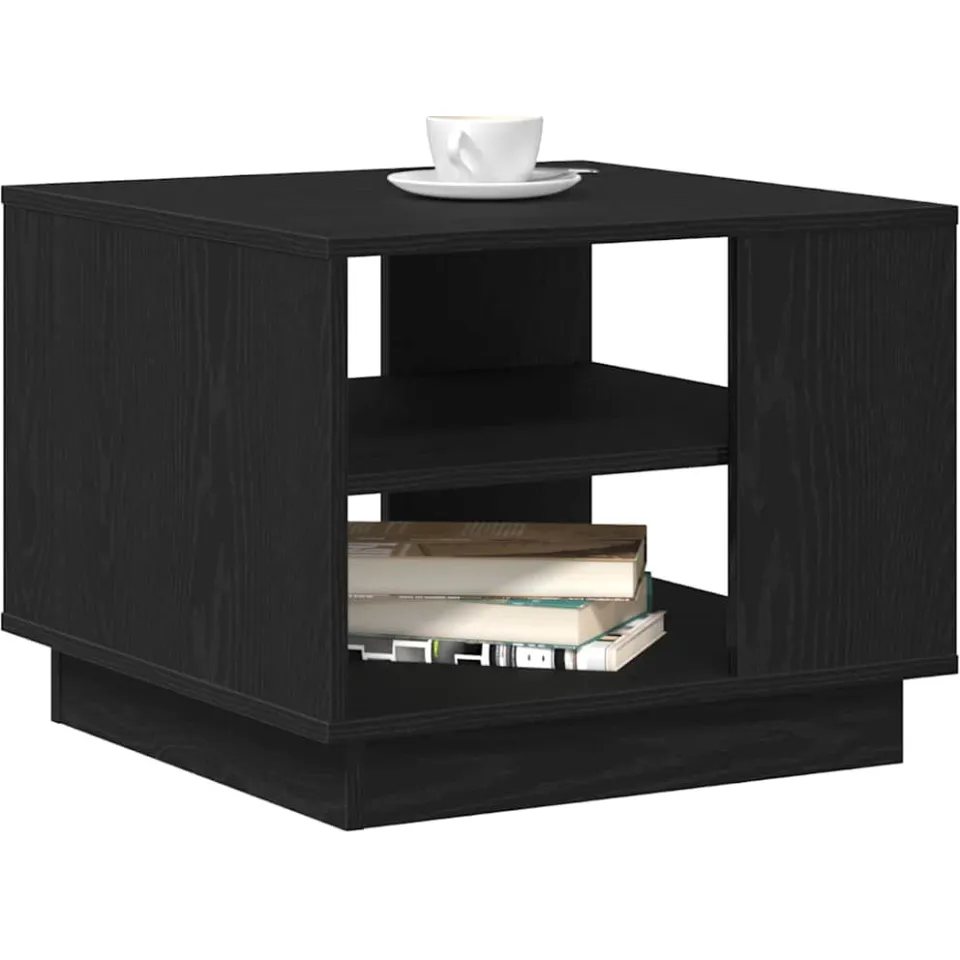 vidaXL Salontafel Zwart Eiken 55 x 55 x 42 cm Bewerkt hout
