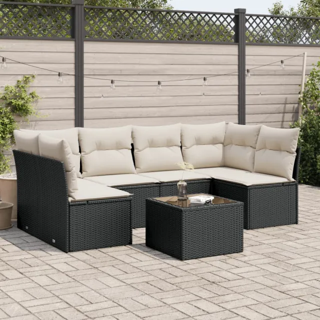 vidaXL 7-delige Loungeset met kussens poly rattan bruin, foto 2