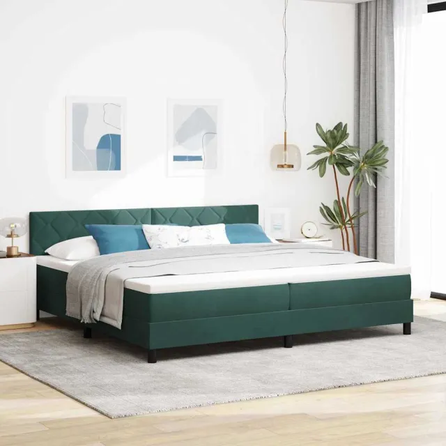 vidaXL Boxspringbed met hoofdeinde Donkergroen 200 x 200 cm Fluweel