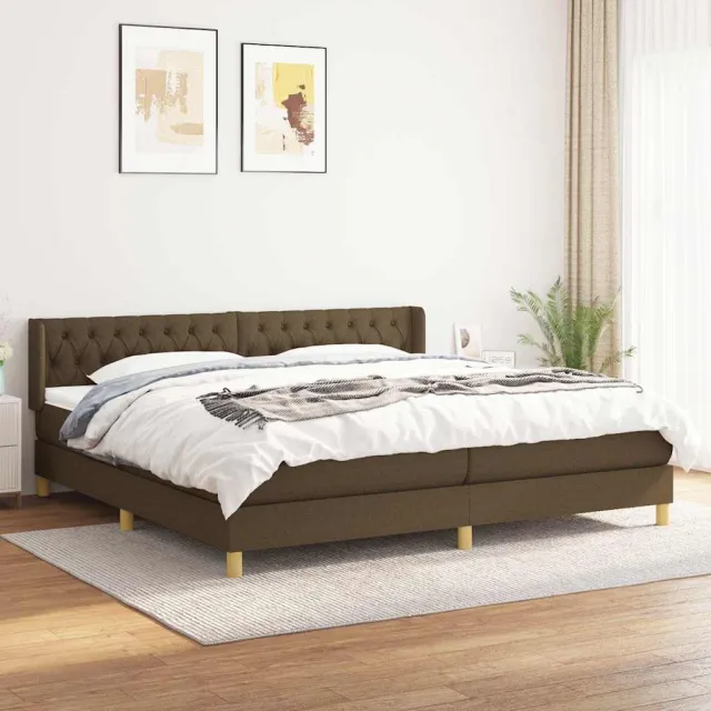 vidaXL Boxspring met matras stof donkerbruin 200x200 cm bruin