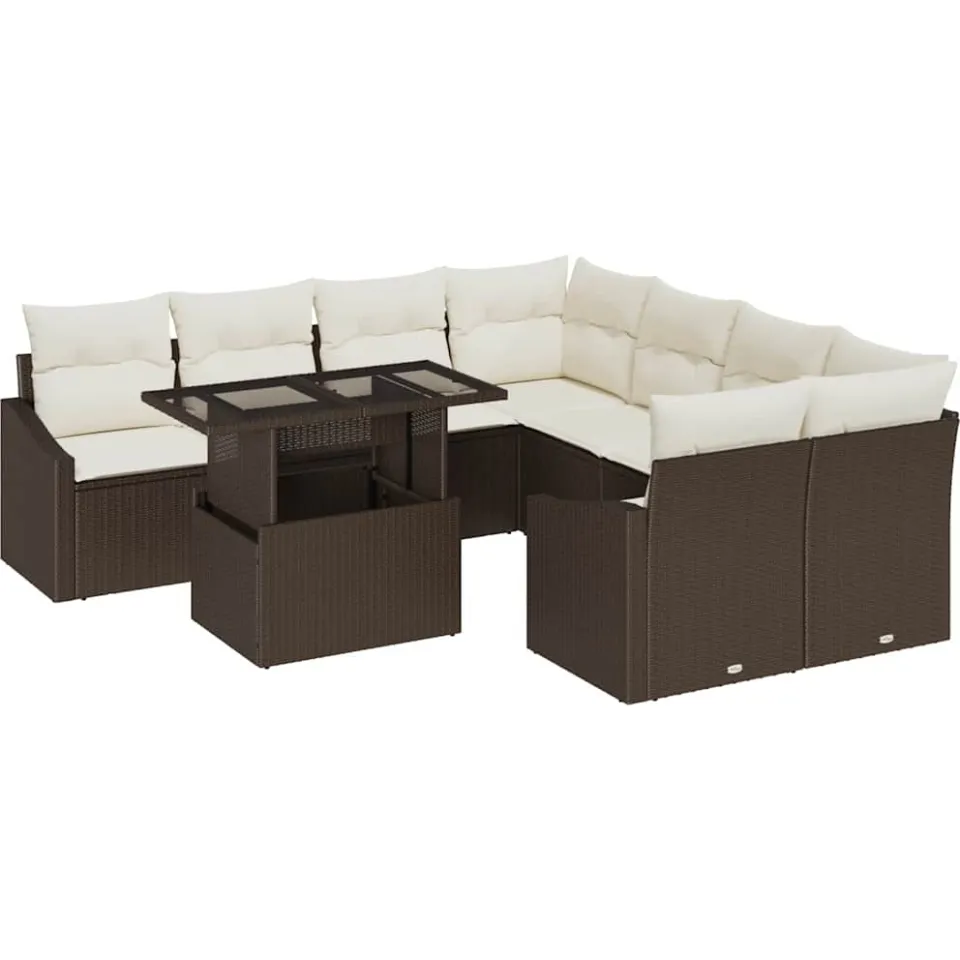vidaXL Tuin Sofa Set 9 st Bruin poly rattan