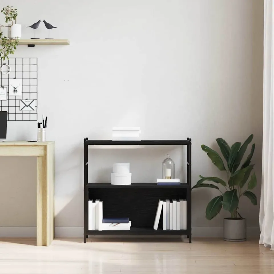vidaXL Boekenkast 80 x 30 x 78,5 cm Bewerkt hout Zwart Eiken, foto 4