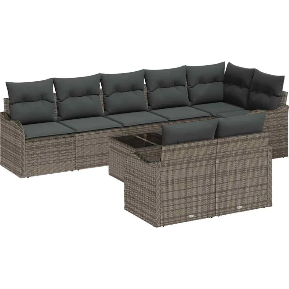 vidaXL Tuin Sofa Set 9 st Grijs poly rattan