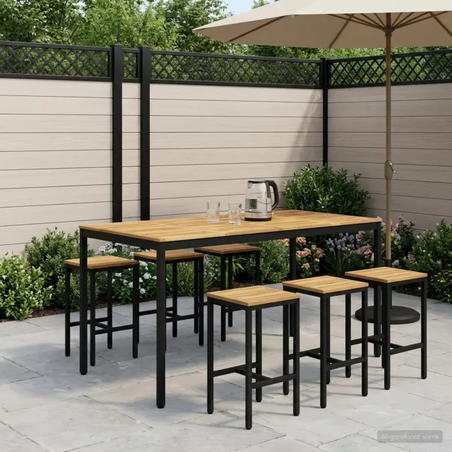 vidaXL Tuinbar Tafel NAARDEN Wit en zwart 196 x 100,5 x 105 cm, foto 2