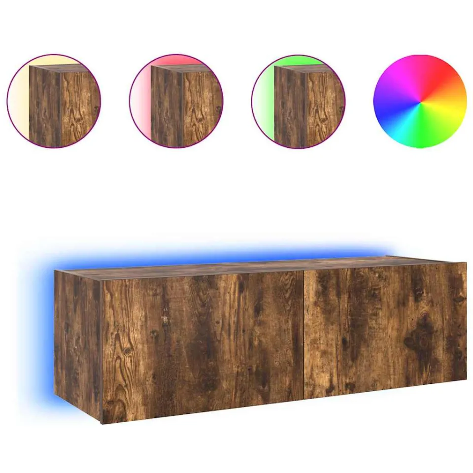 vidaXL Tv-wandmeubel met LED-verlichting 100x35x31 cm gerookt eiken Bruin