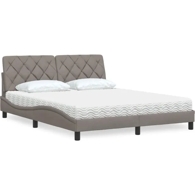 vidaXL Bed met matras stof taupe 160x200 cm