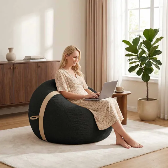 vidaXL Zitzakstoel Zwart 124 x 96 x 96 cm corduroy