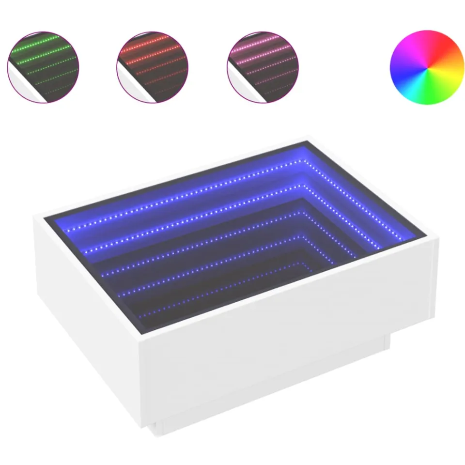 vidaXL Salontafel met LED 70x50x30 cm bewerkt hout wit