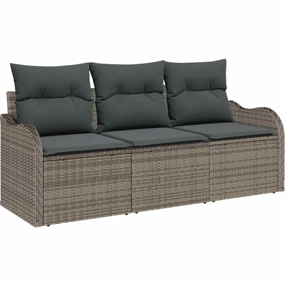 vidaXL Tuin Sofa Set 3 st Grijs Poly riet