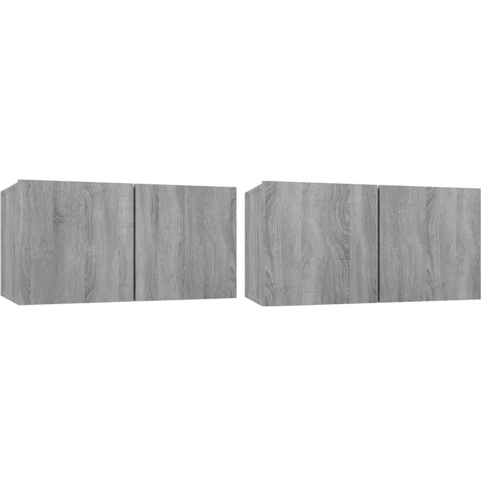 vidaXL Tv-hangmeubelen 2 st 60x30x30 cm bewerkt hout grijs sonoma