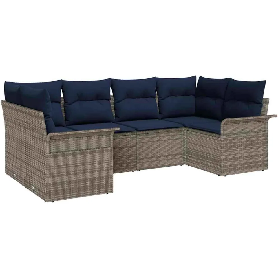 vidaXL Tuin Sofa Set 6 st Grijs Poly riet