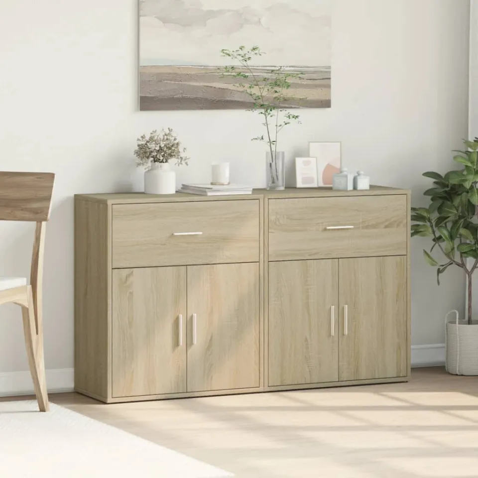 vidaXL Dressoirs 2 st 60x31x70 cm bewerkt hout sonoma eikenkleurig, foto 3