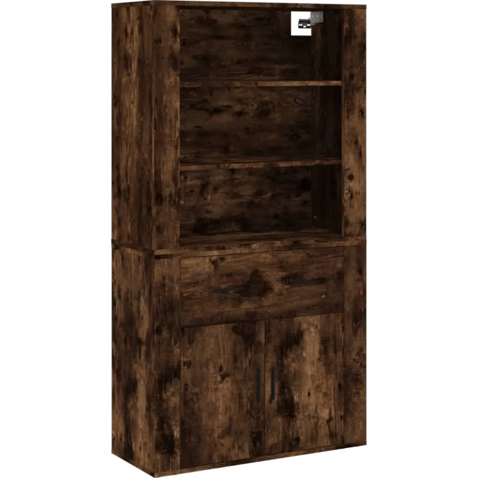 vidaXL Hoge kast bewerkt hout gerookt eikenkleurig Bruin