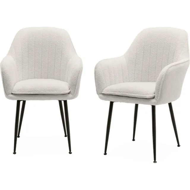 sweeek Bouclé fauteuil, shella, 57x59x84,5 Wit bouclé