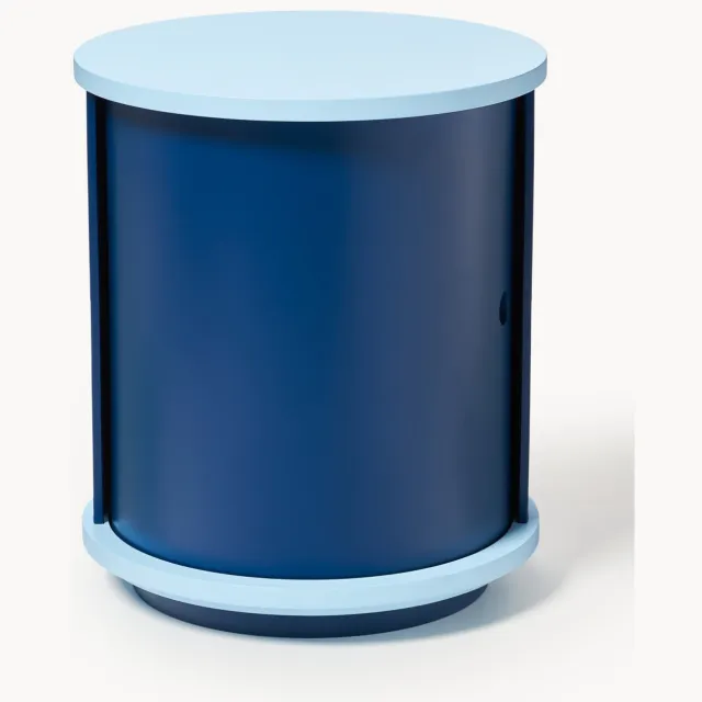 Westwing Collection Nachtkastje Svea met schuifdeur Lichtblauw, Blauw