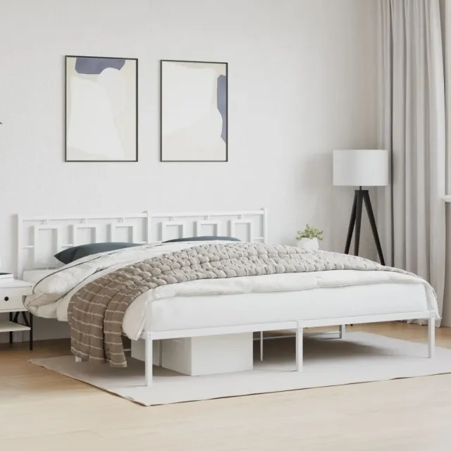 vidaXL Bedframe met hoofdbord metaal wit 200x200 cm