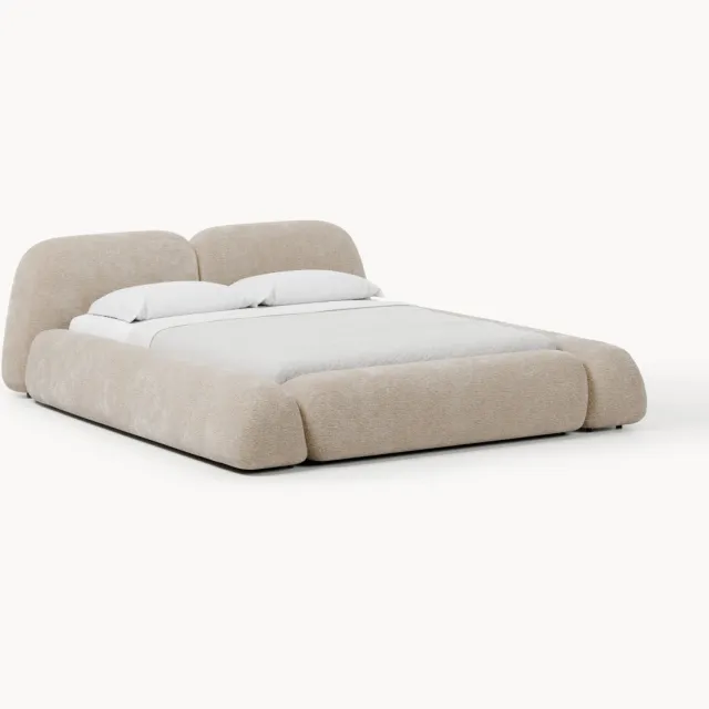 Westwing Collection Gestoffeerd bed Wolke met opbergruimte Beige