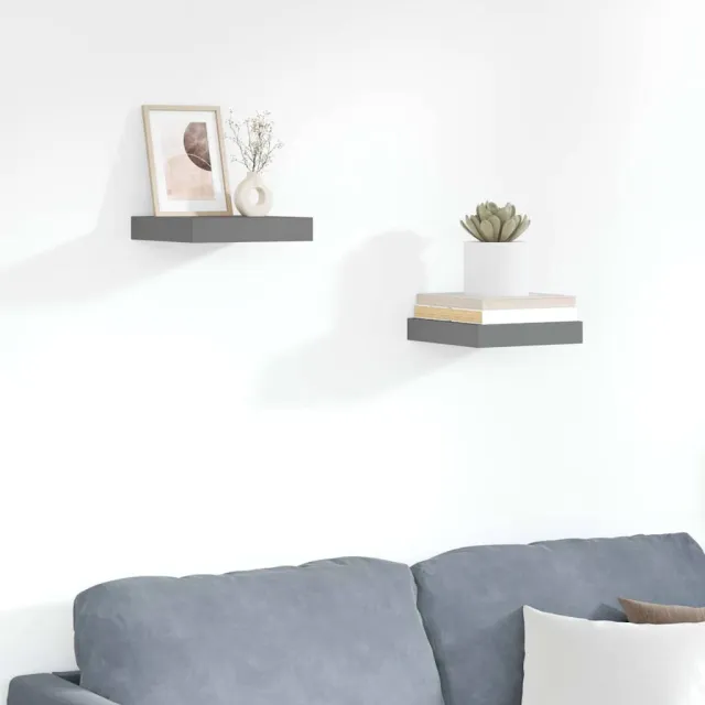 vidaXL Wandschappen zwevend 2 st 23x23,5x3,8 cm MDF hoogglans grijs