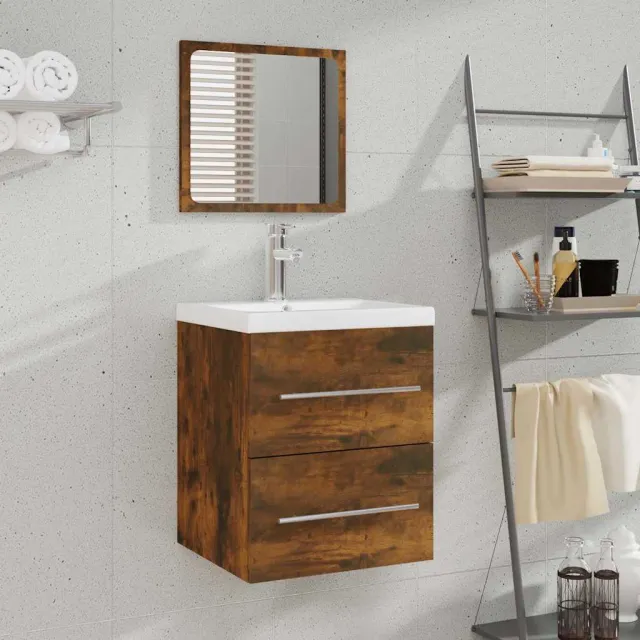vidaXL Badkamerkast met spiegel 41x38,5x48 cm gerookt eikenkleurig Bruin