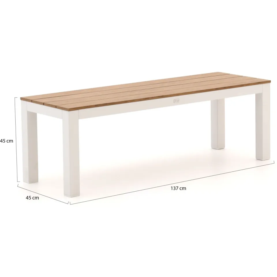 Bellagio tuinmeubelen Bellagio Fidenza picknickbank 137x45x45cm Wit