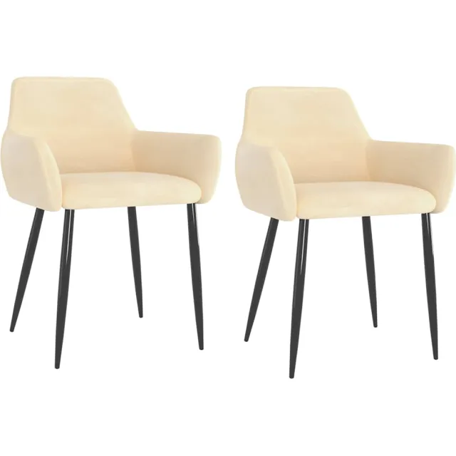 vidaXL Eetkamerstoelen 2 st fluweel crèmekleurig