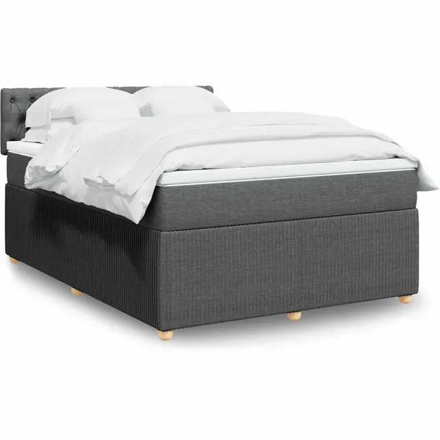 vidaXL Boxspring met matras stof donkergrijs 140x200 cm grijs