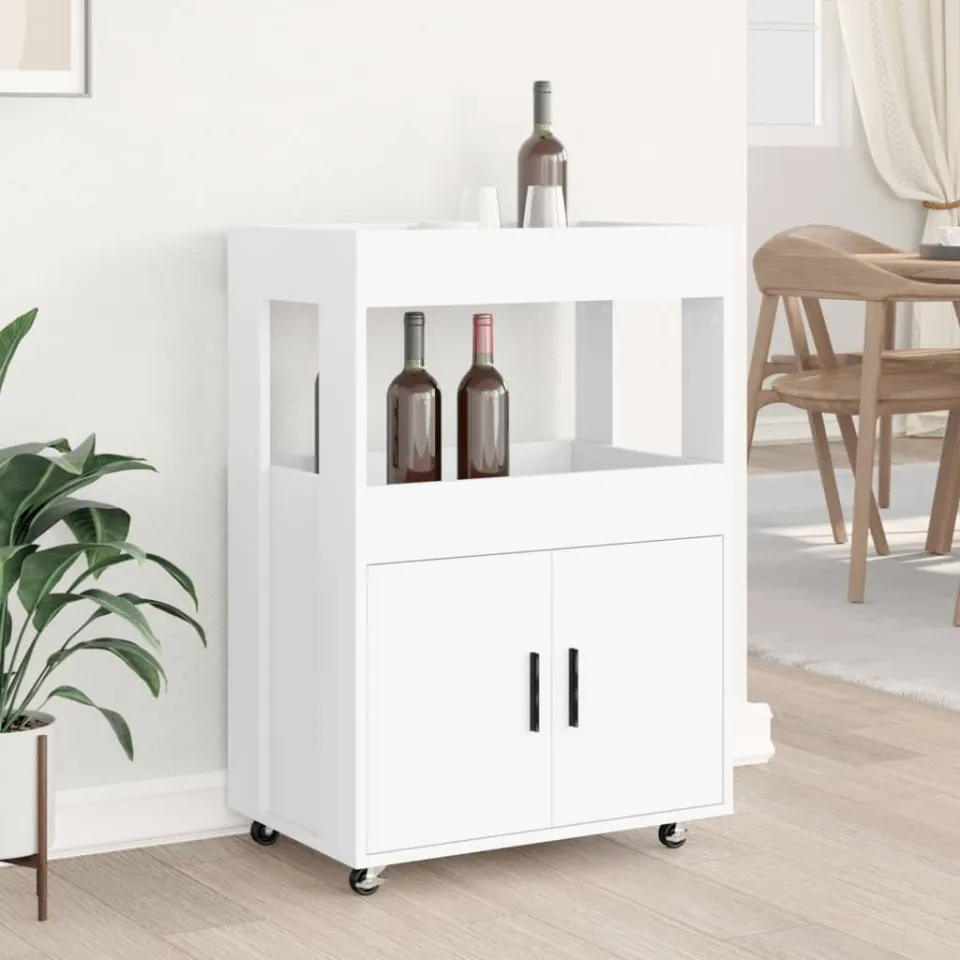 vidaXL Drankkar 60x39,5x89 cm bewerkt hout wit, foto 2