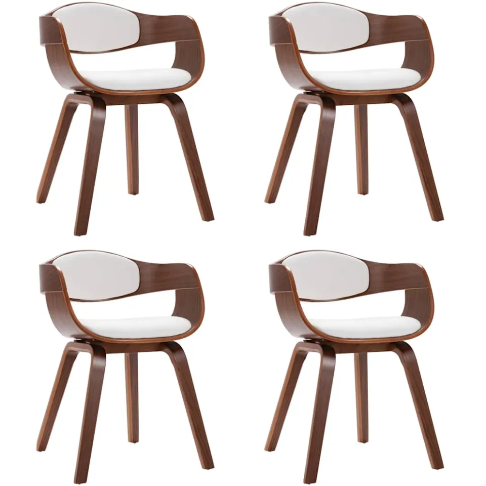 vidaXL Eetkamerstoelen 4 st gebogen hout en kunstleer wit, foto 3